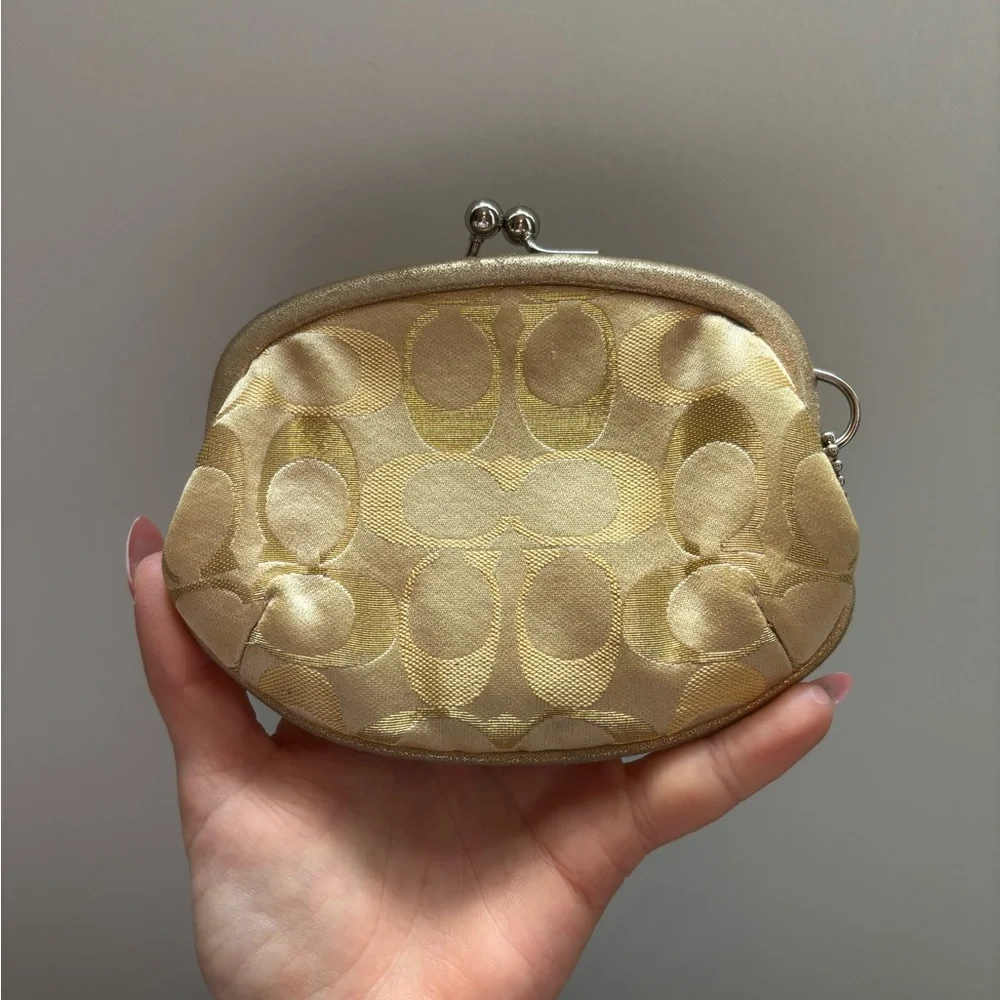 Coach Gold Coin Purse silk and suede - Picture 2 of 4